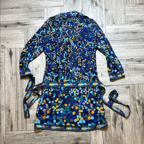BCBGMaxAzria Blue and Yellow Polka Dot Mini Dress Size Small - Picture 4 of 7